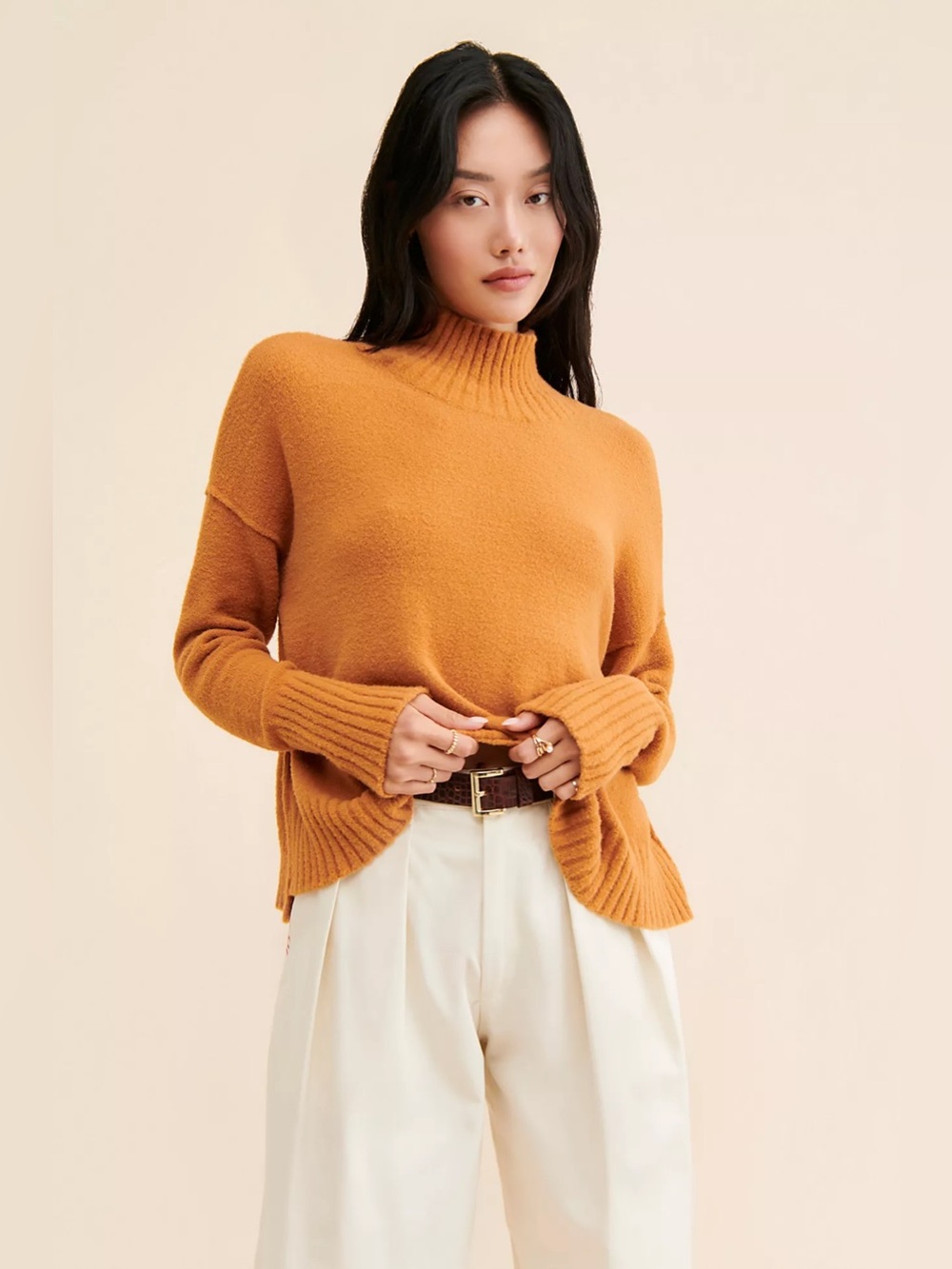 FREE PEOPLE $138 Pumpkin Pie VANCOUVER MockNeck Sweater #094